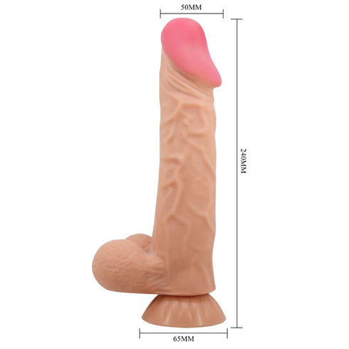 Pretty Love - Sliding Skin Series Realistic Dildo With Sliding Skin Suction Cup Remote Control Flesh 24 Cm