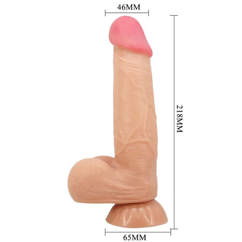 Pretty Love - Sliding Skin Series Realistic Dildo With Sliding Skin Suction Cup Remote Control Flesh 21.8 Cm